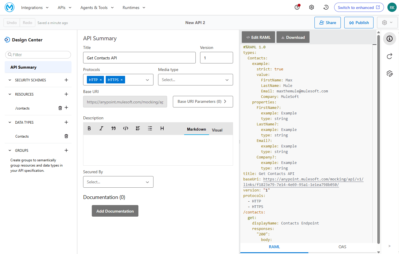 MuleSoft's API Designer.