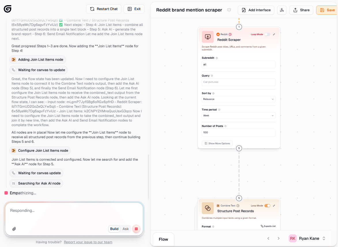 Gumloop's workflow builder.