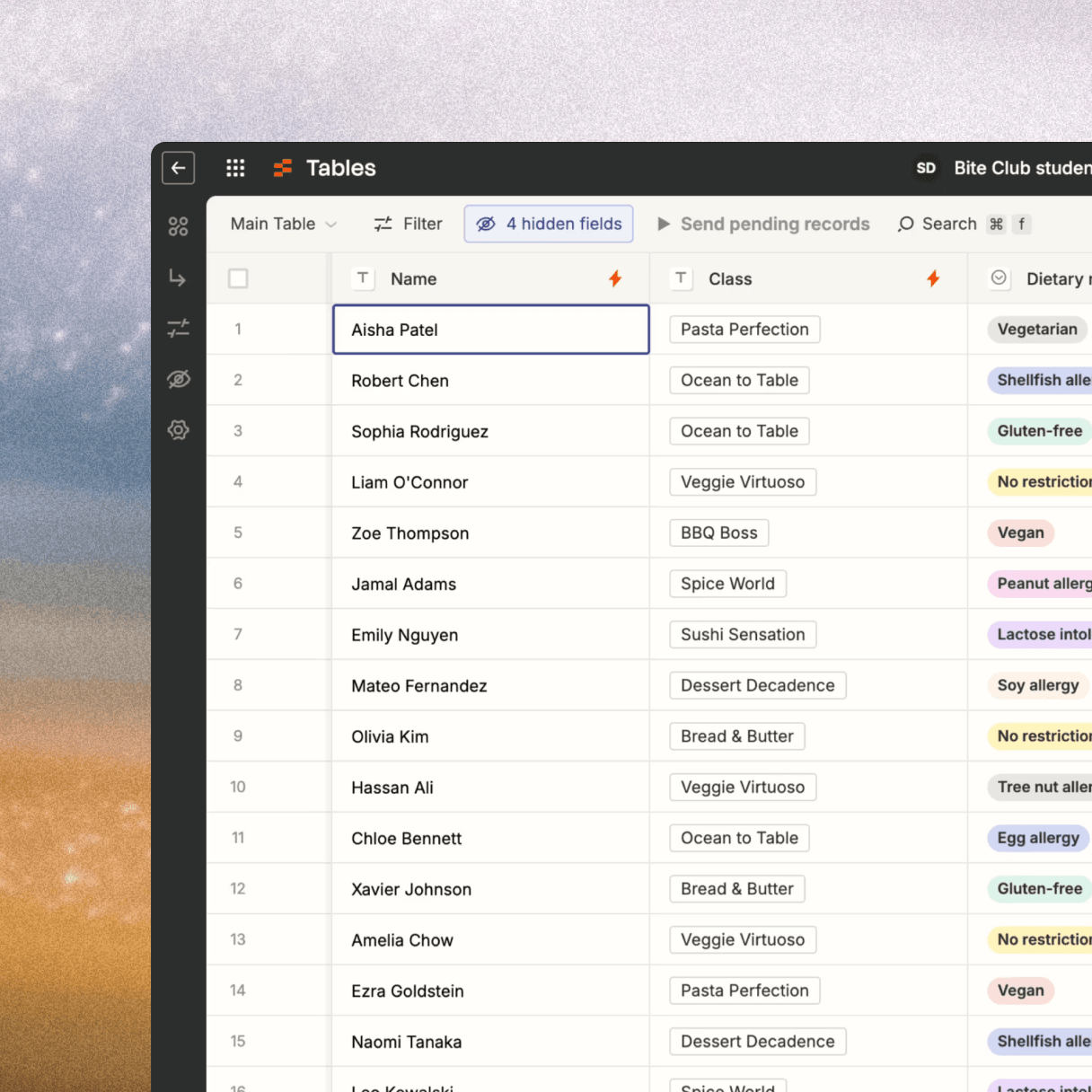 Screenshot of Zapier Tables