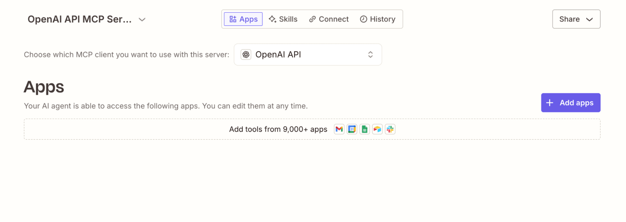 An OpenAI MCP server in Zapier.