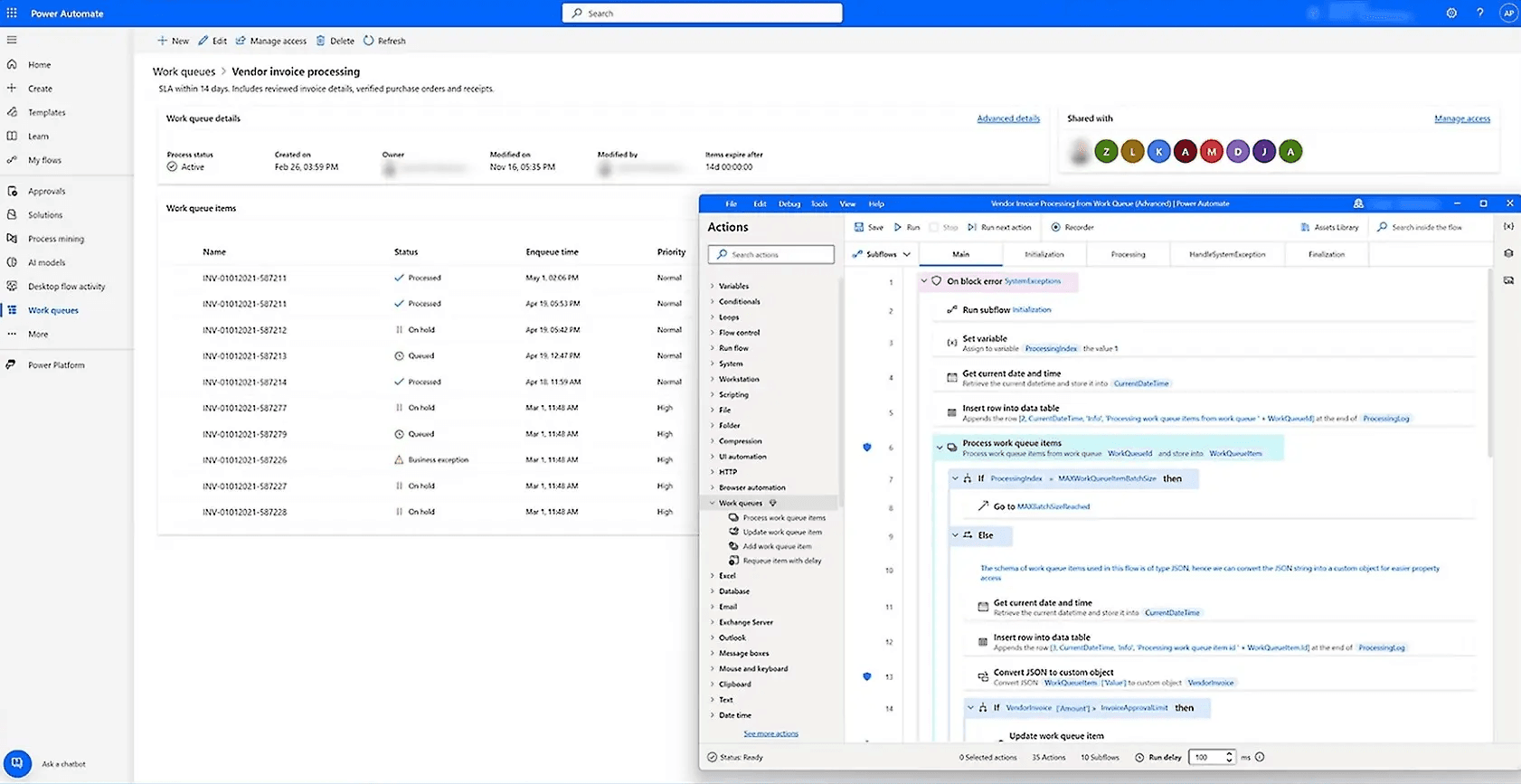 A complex workflow in Power Automate.