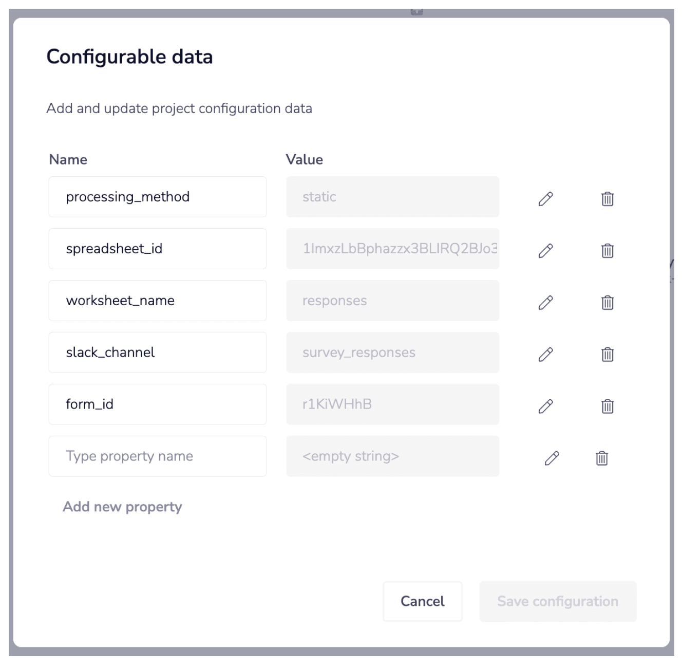 The configurable data window in a Tray workflow.
