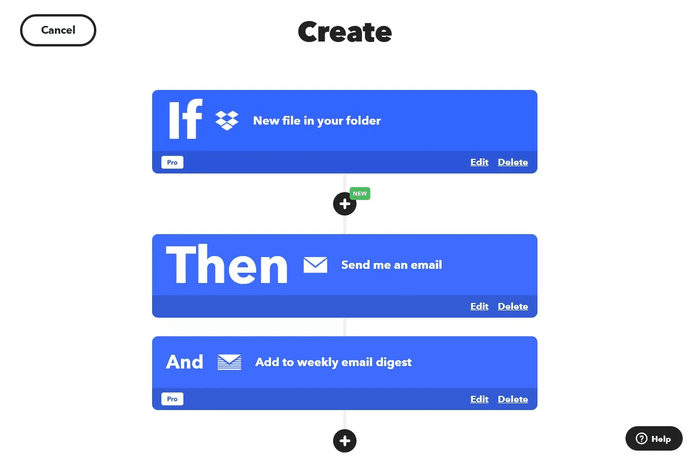 The visual workflow builder in IFFT.