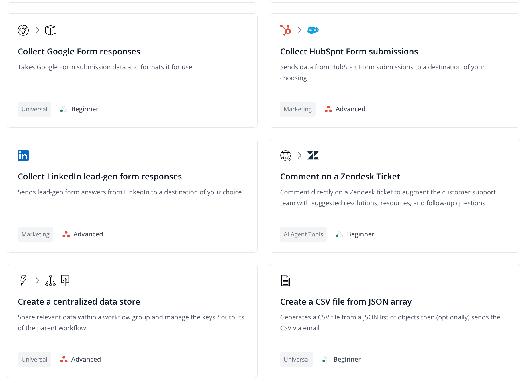 A list of Tray automation templates.