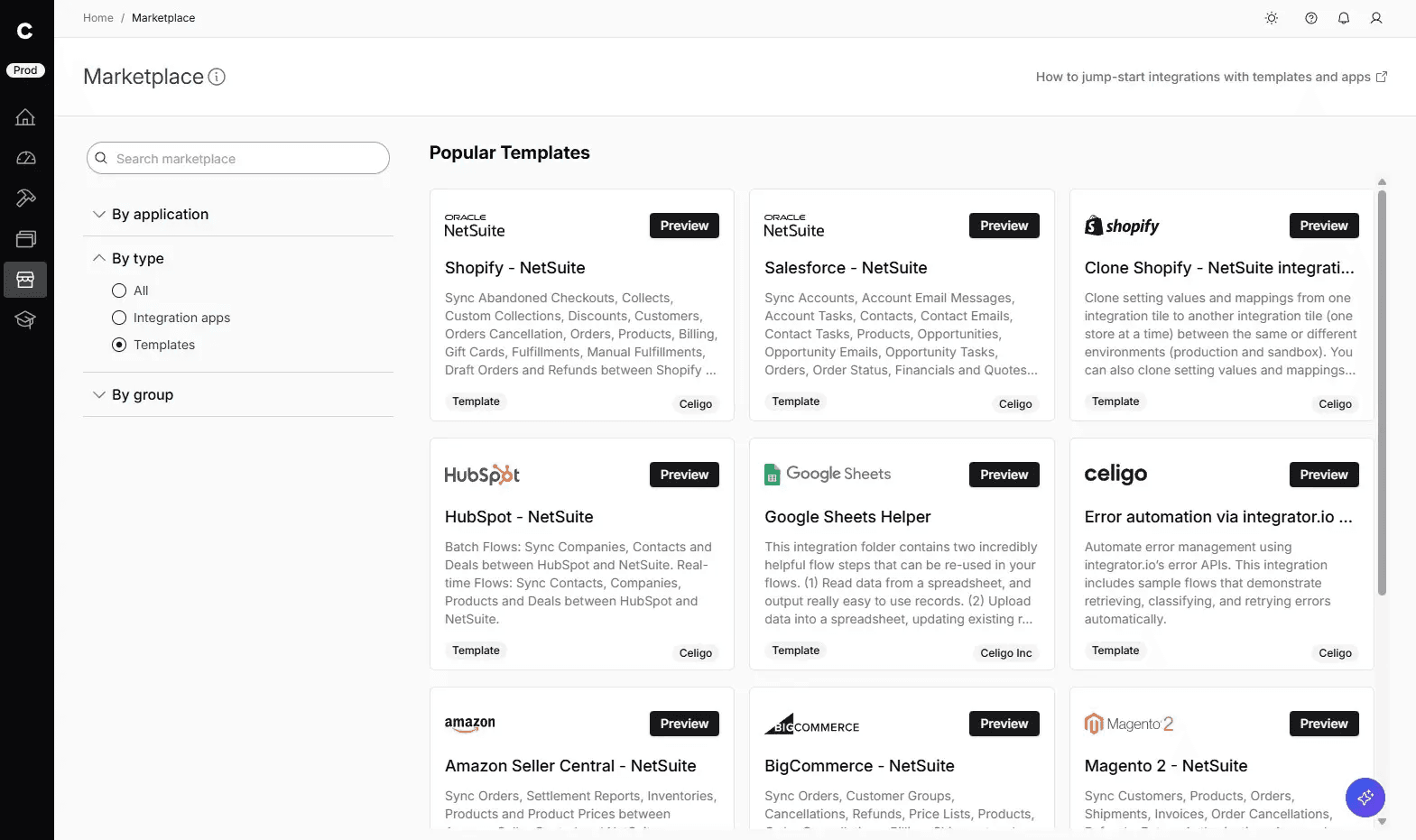 The Celigo automation template library.