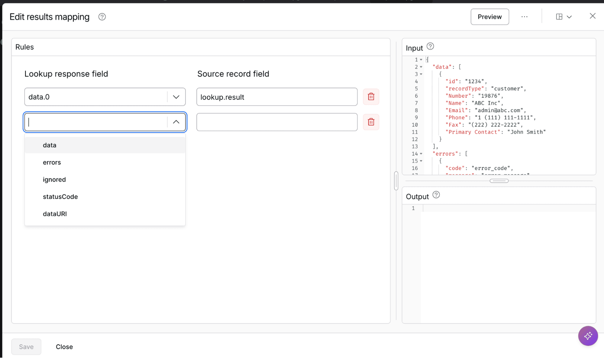 A edit results mapping window in Celigo.