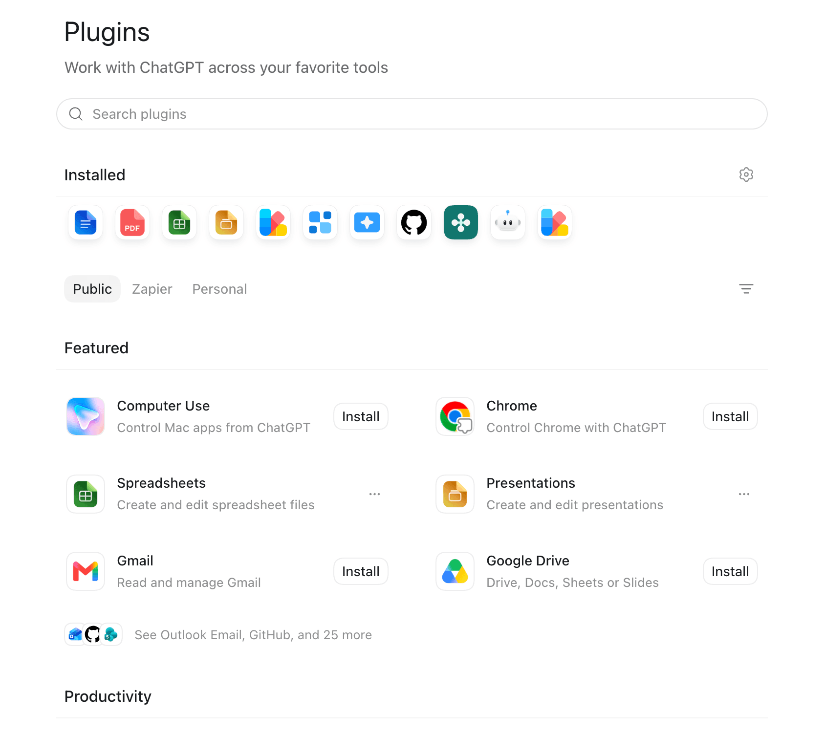ChatGPT's plug-in directory.