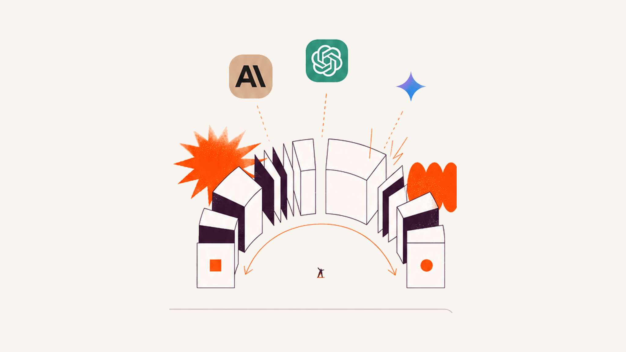Ilustración de 2 de plataforma con logotipos de modelos