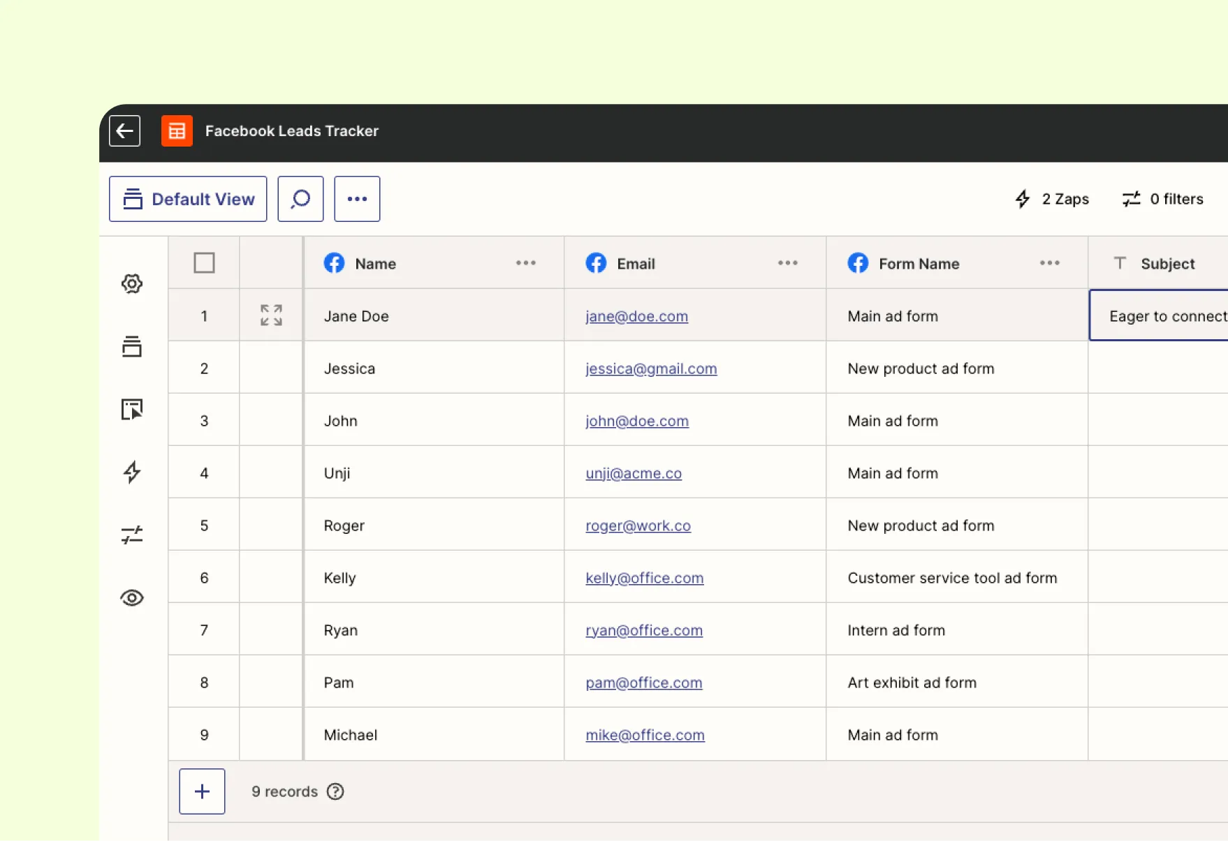 Facebook-Vorlage für Lead-Tracking Hero