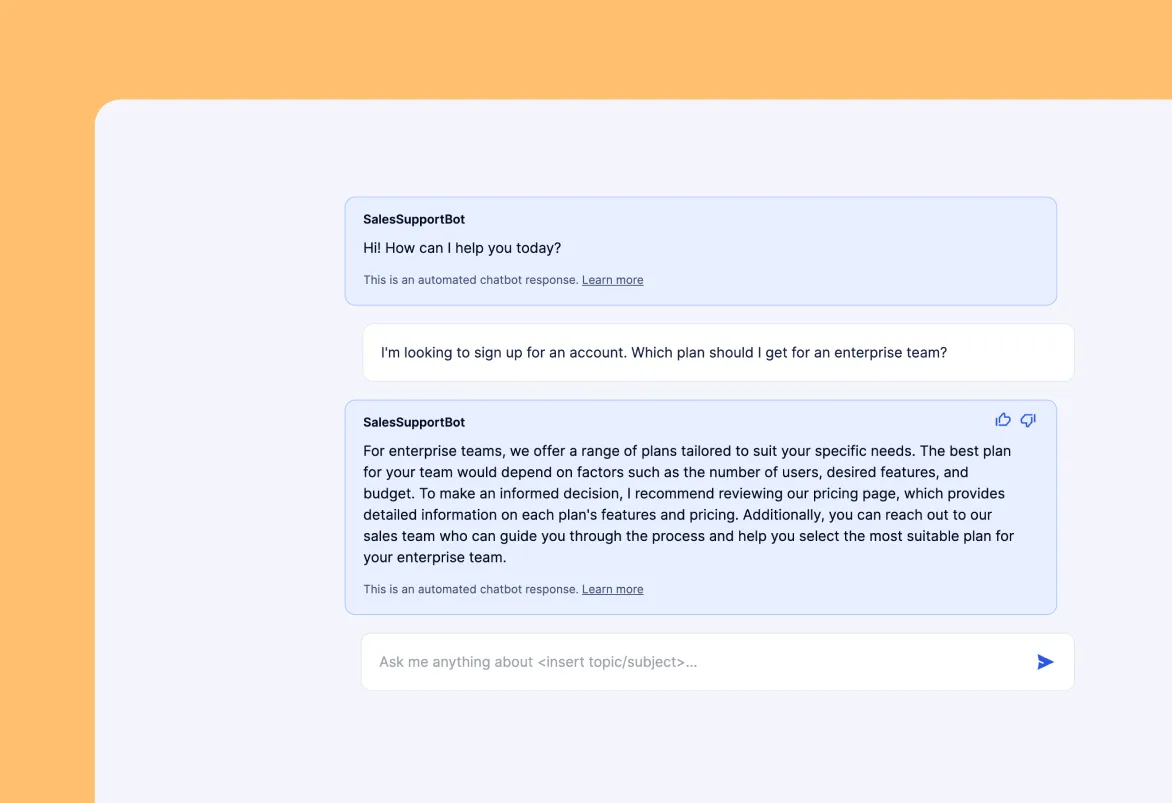 Vorschau des Vertriebs-Support-Bots