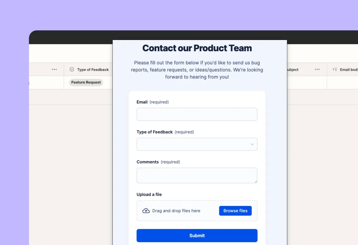 Vorlage für Produktfeedback Hero