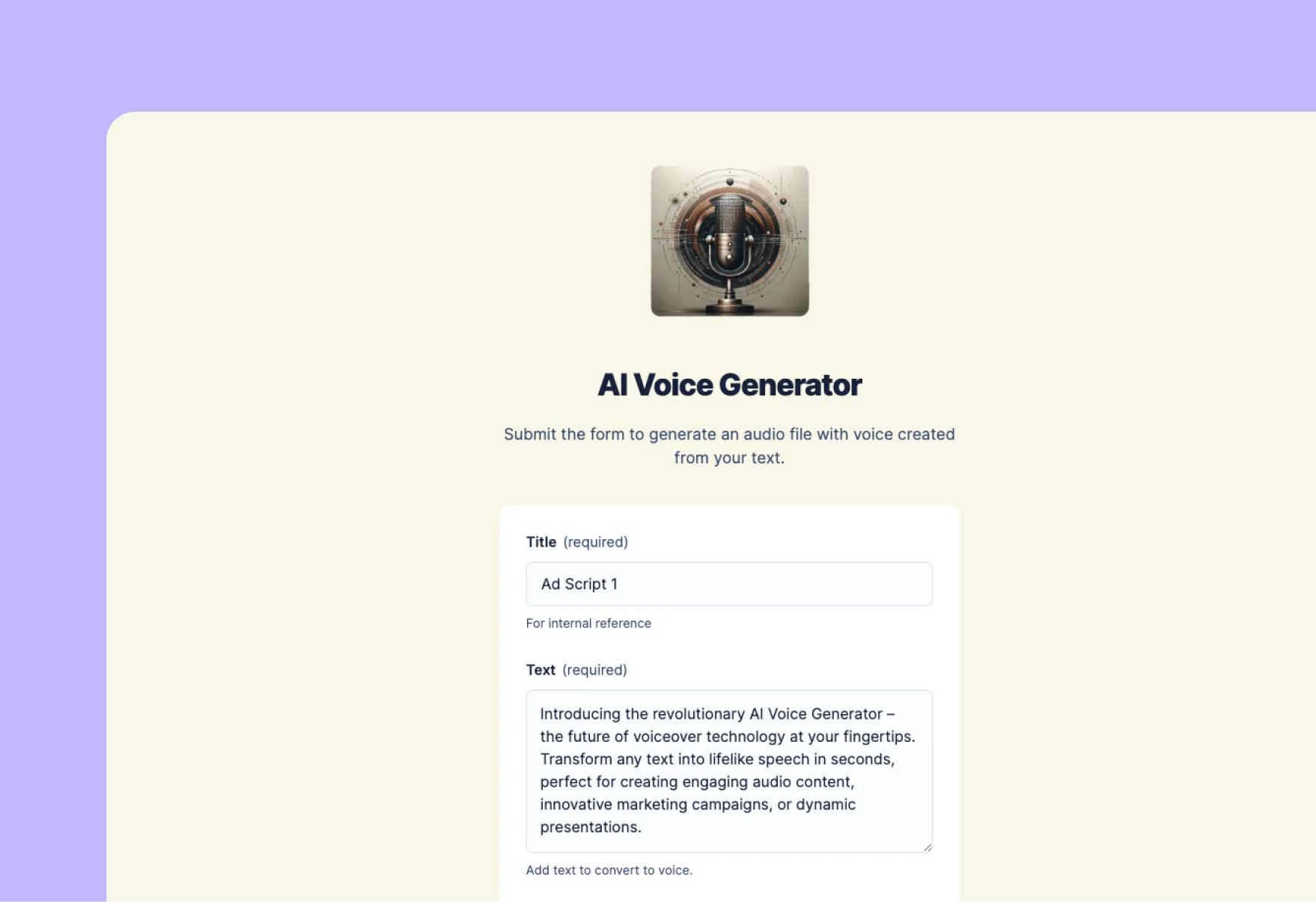 Vorschau des KI-Sprachgenerators