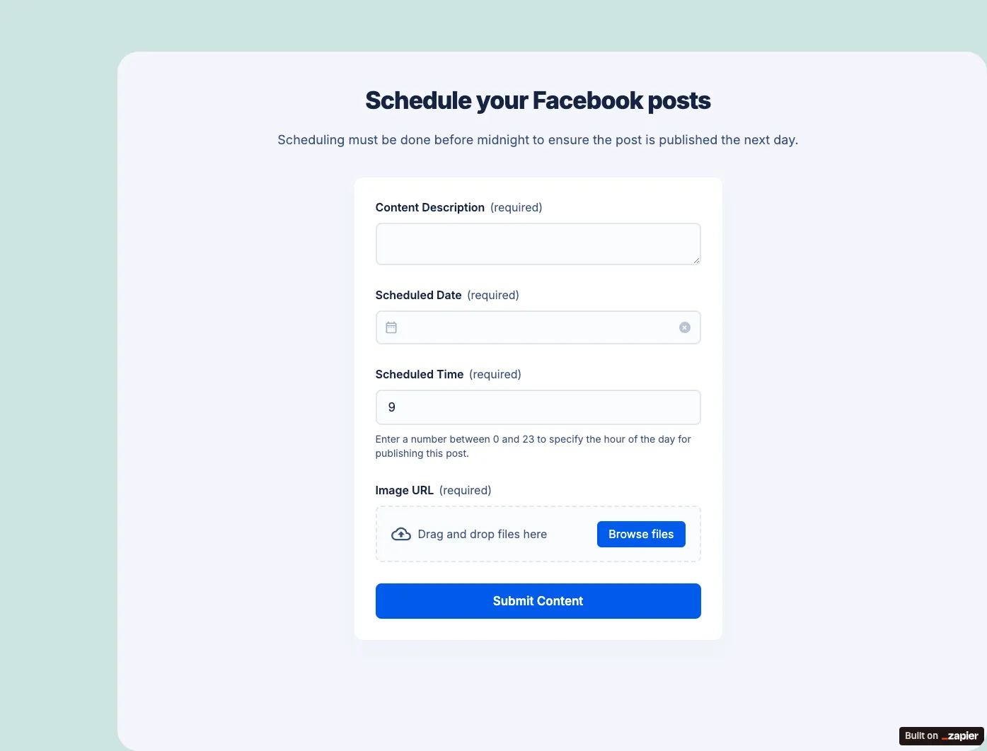 Facebook-Posting-Formular
