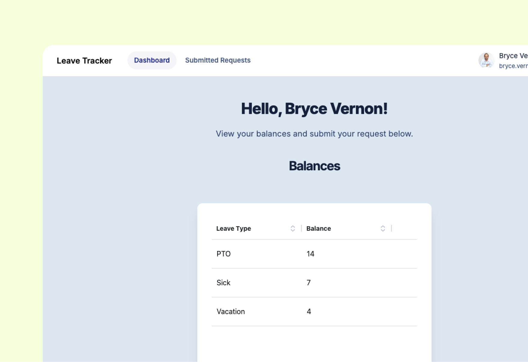 Leave tracker built in Interfaces