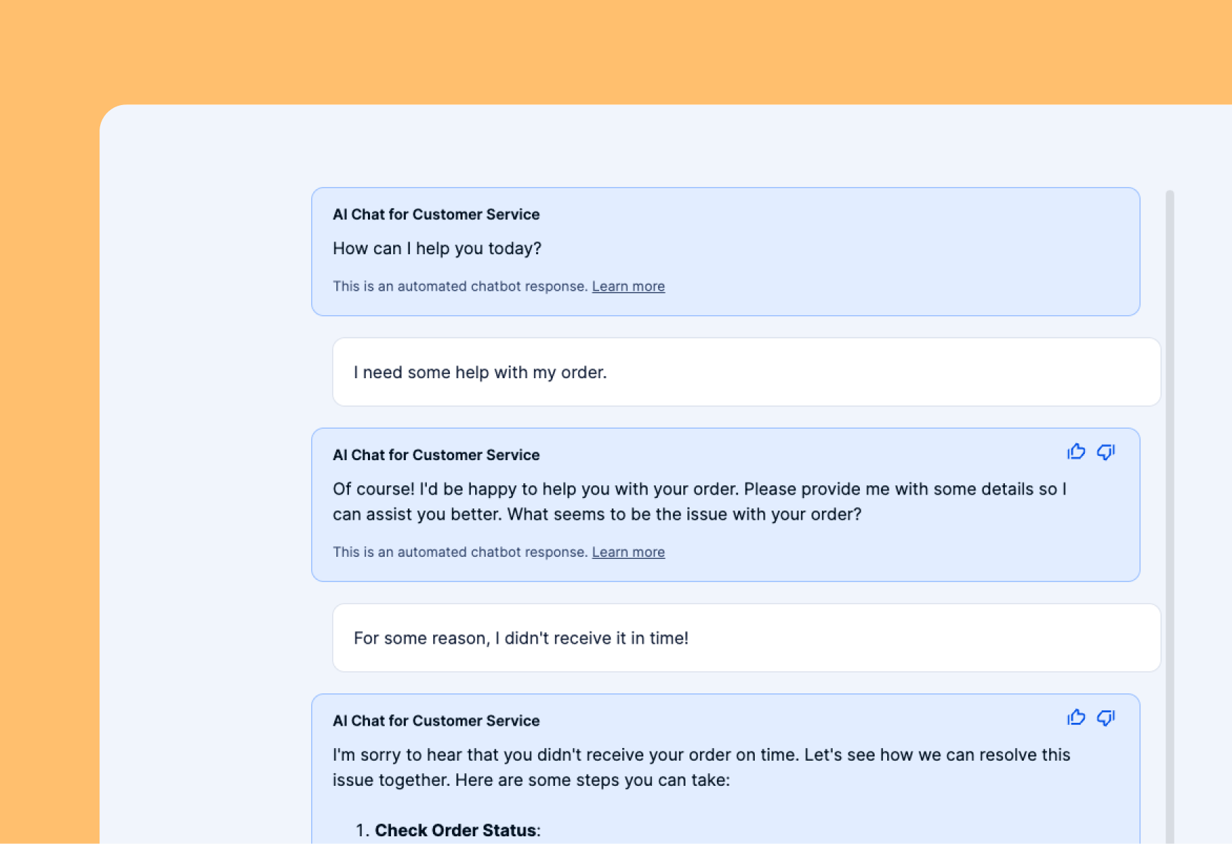 Screenshot of AI Chat for Customer Service