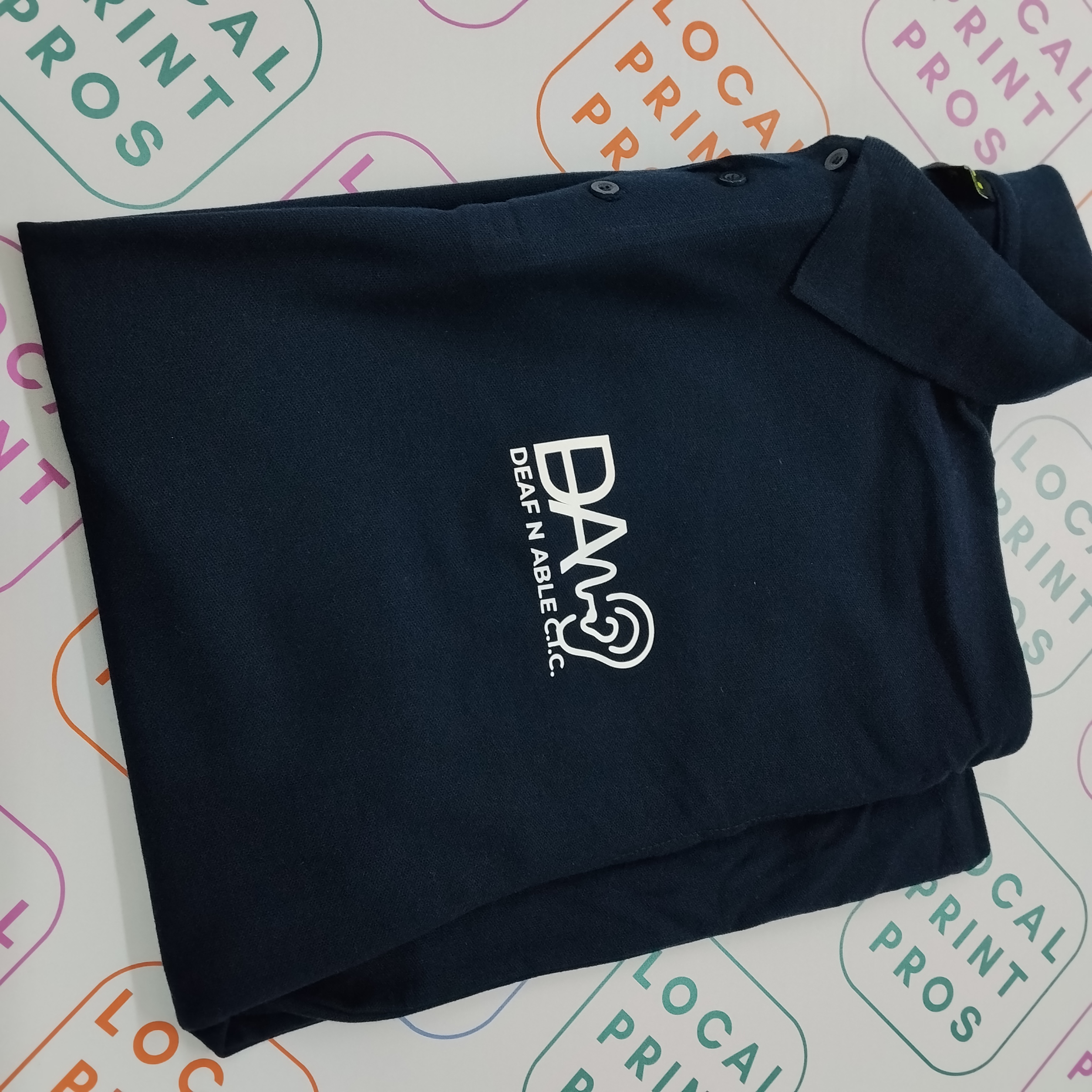 Custom HTV printed polo shirts Telford