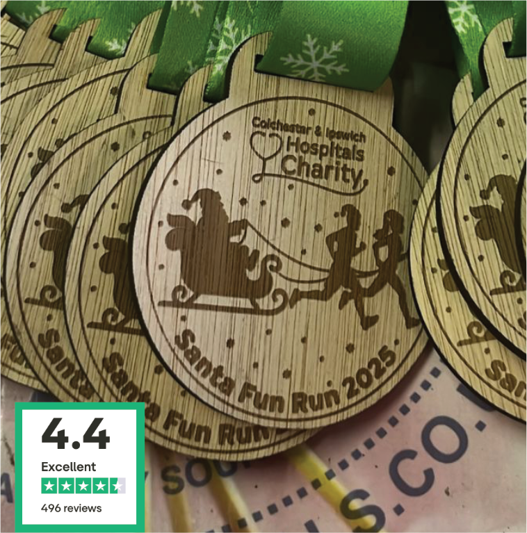Santa Fun Run 2025 Custom Wooden Medal