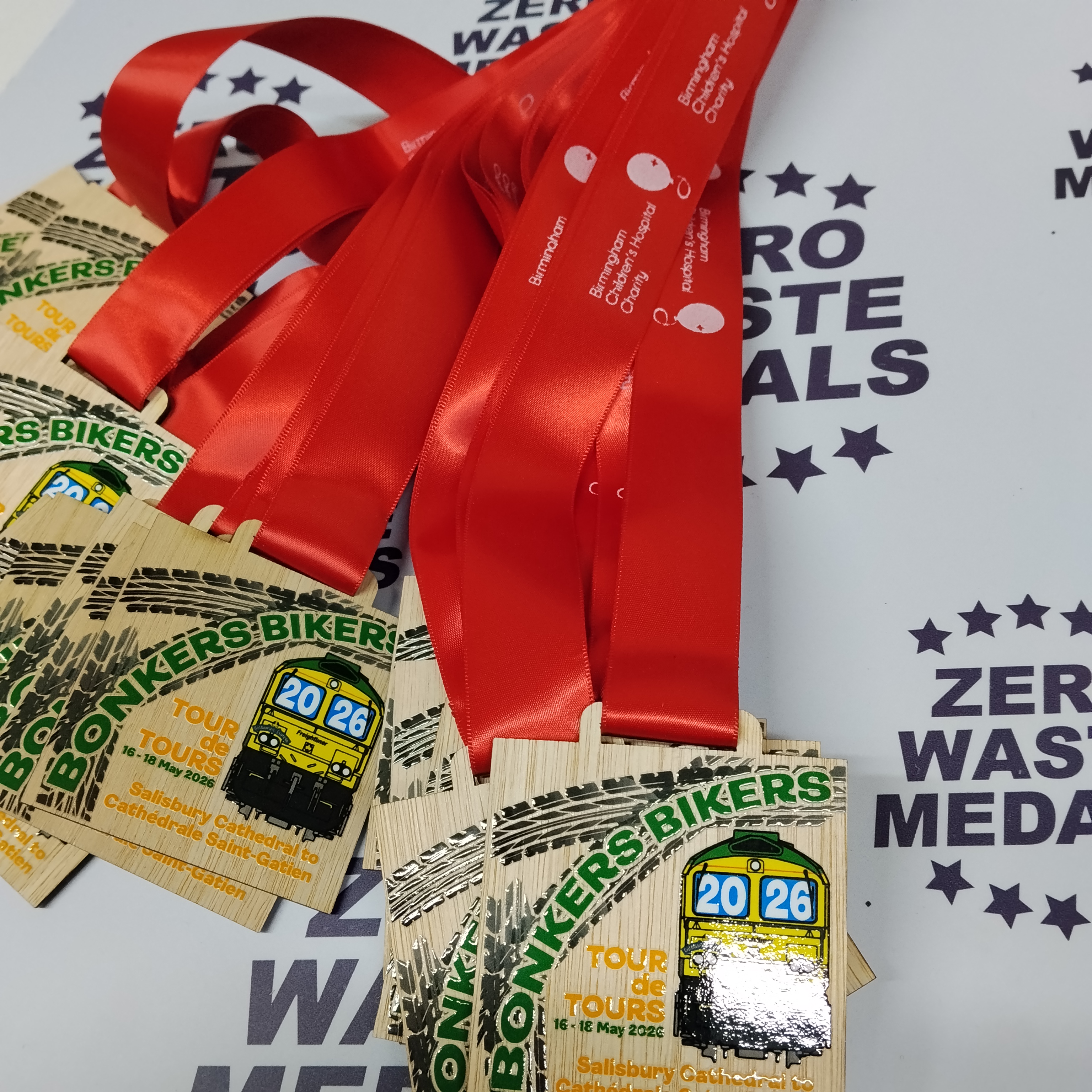 Custom wooden medal for Bonkers Bikers