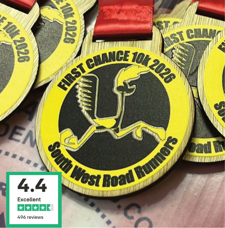 First Chance 10K Wooden Medal by Zero Waste Medals
