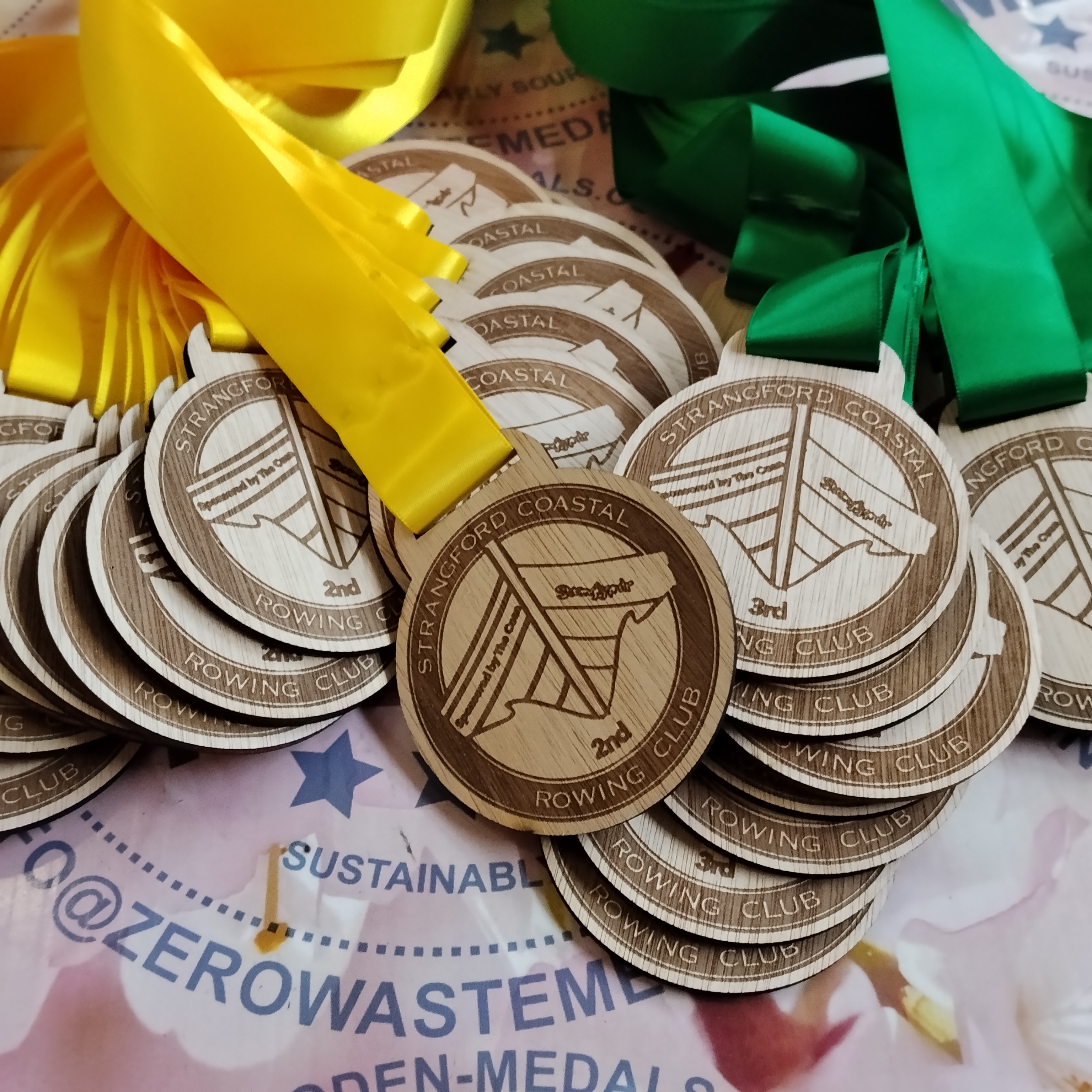 Engraved wooden medal for Strangford Coastal Rowing Race