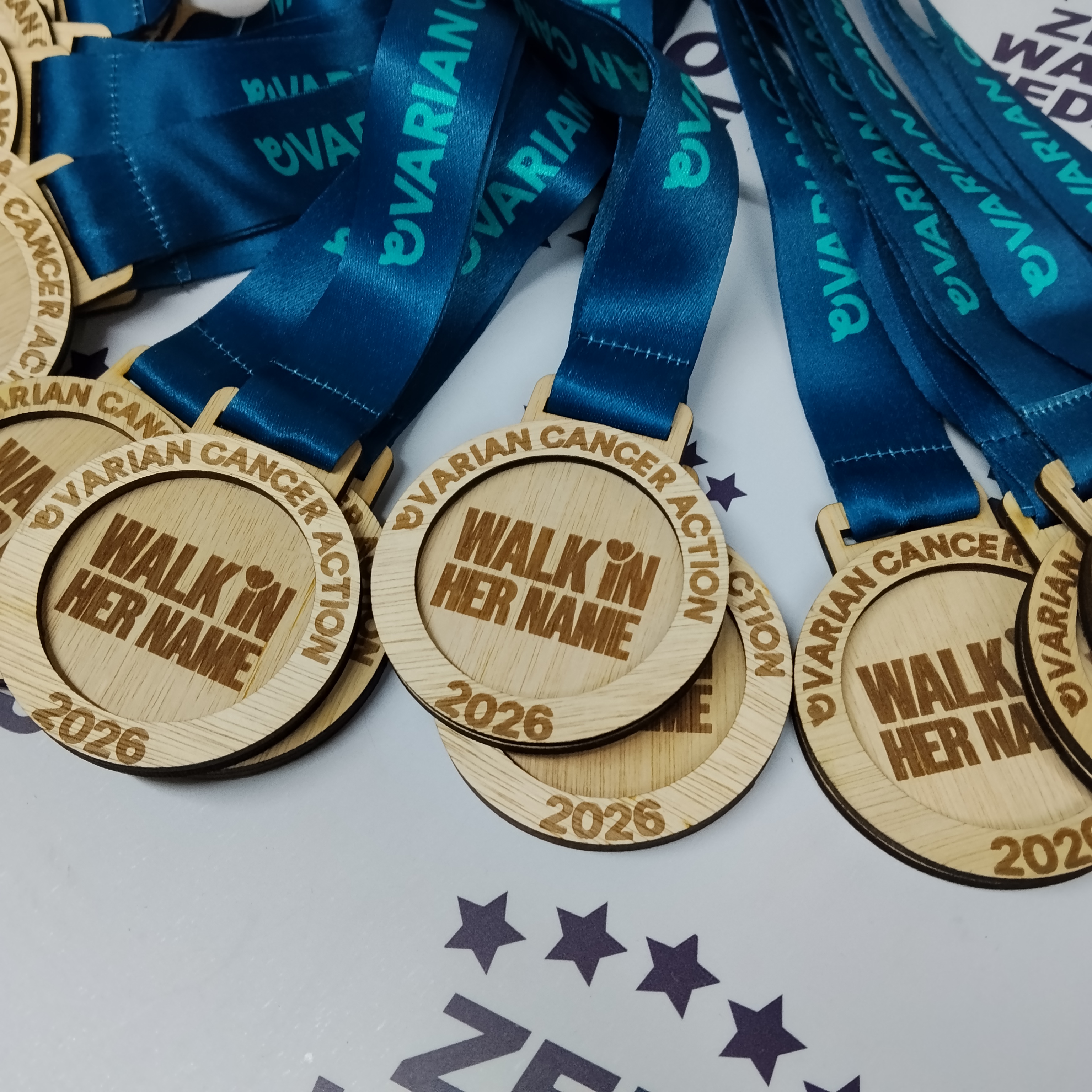 Double Layer Wooden Medal with Printed Ribbon